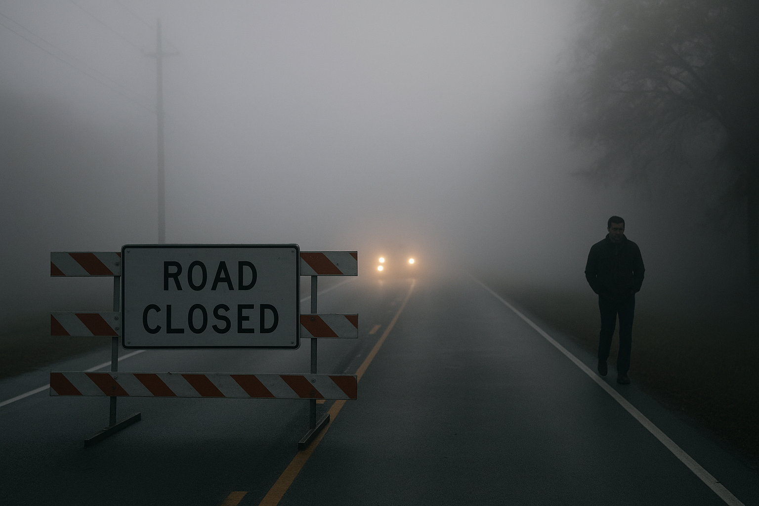 Dense fog advisory closed roads and slowed travel in Fairfax, Allendale ...