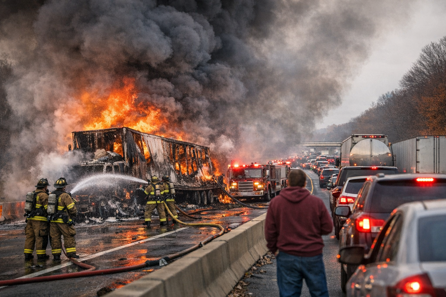Tractor trailer fire on Interstate 95 causes major holiday travel ...