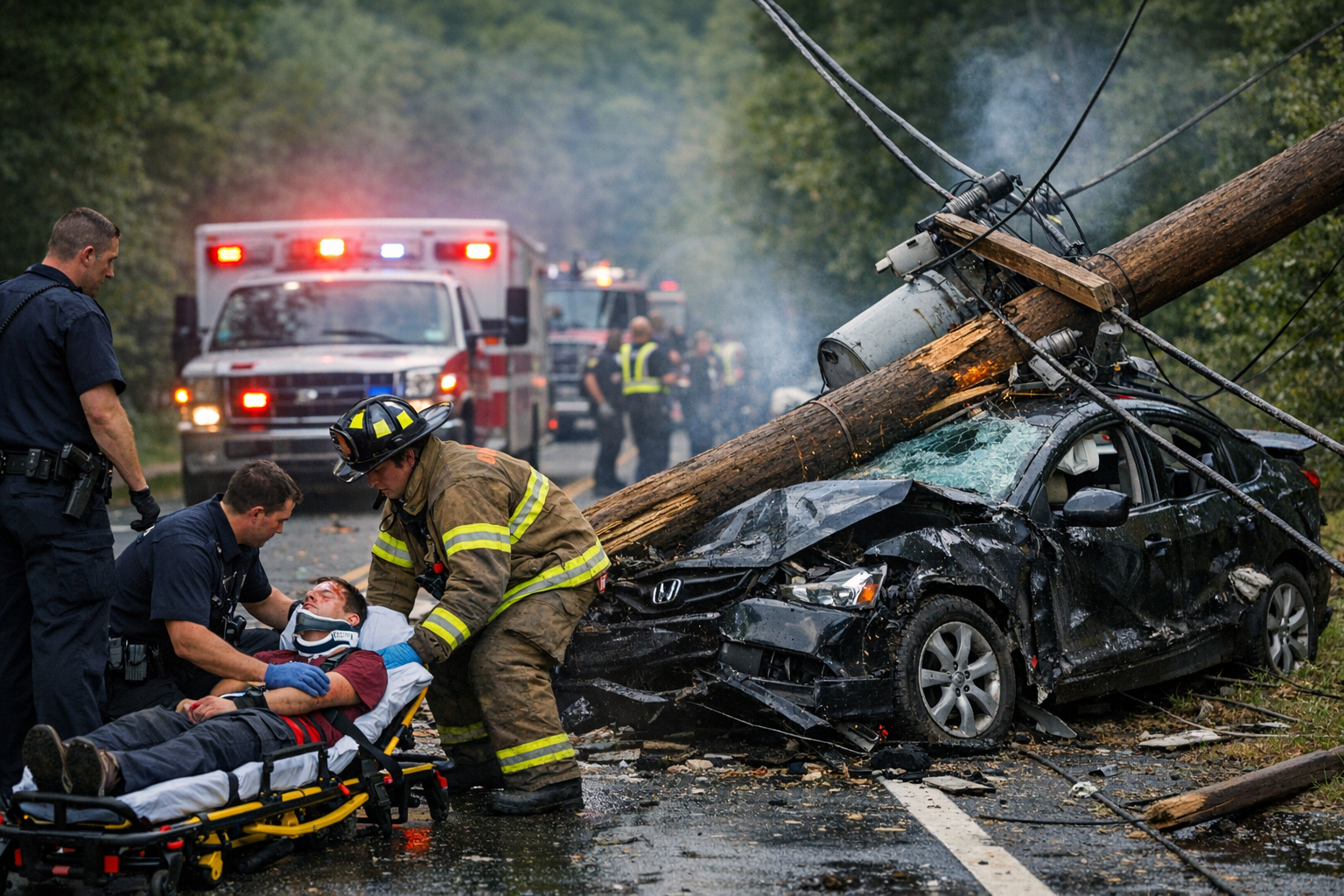 Three Teenagers Badly Hurt After Car Strikes Utility Pole in Woodbury ...