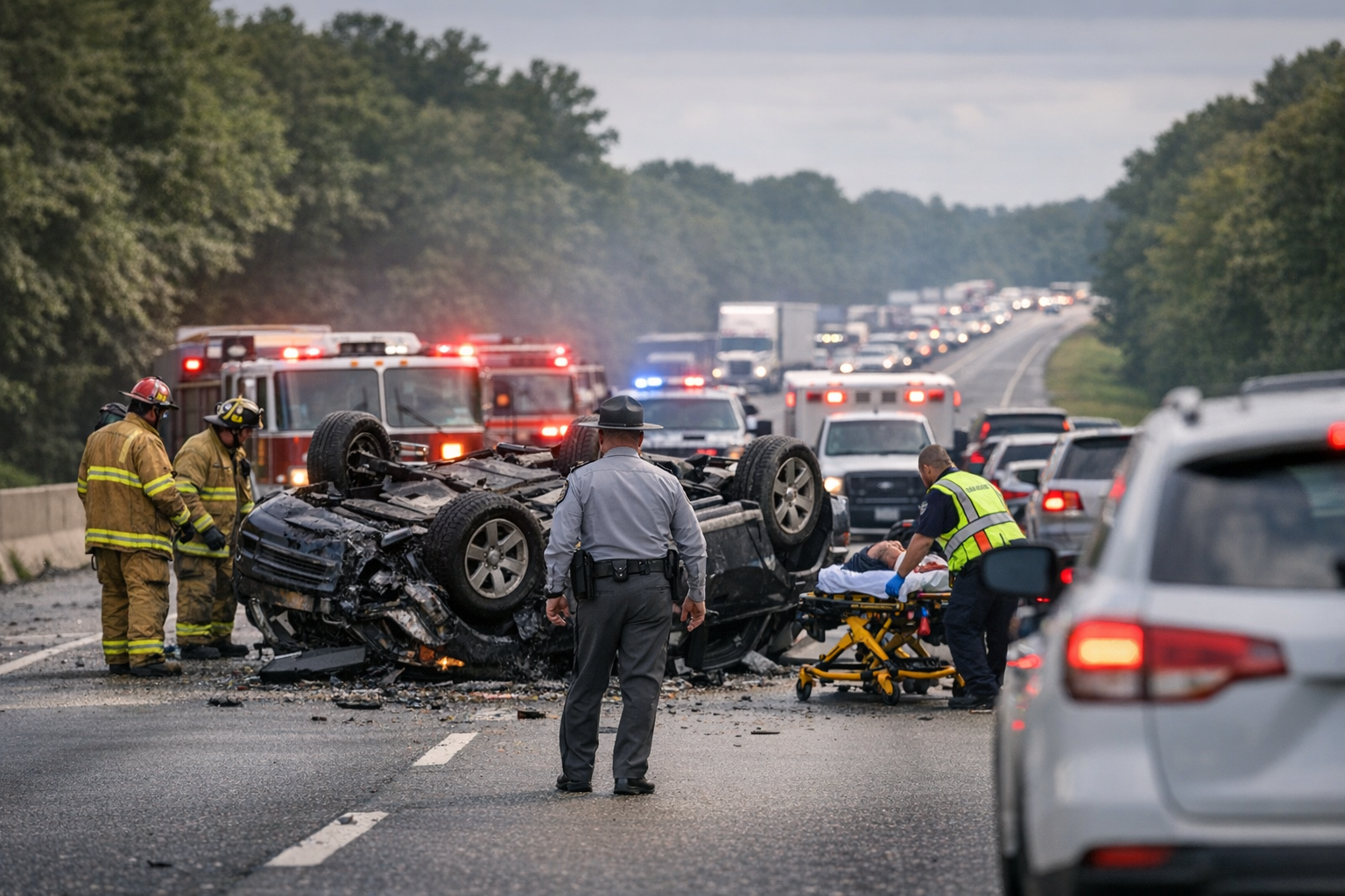 Crash overturns vehicle, shuts down I-40 westbound near Garner | Prism News