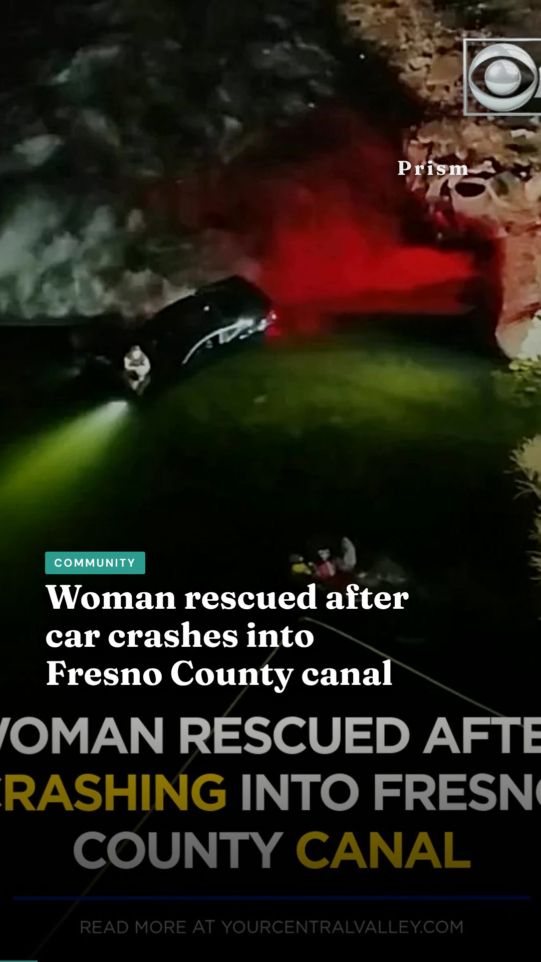 Woman rescued after car crashes into Fresno County canal