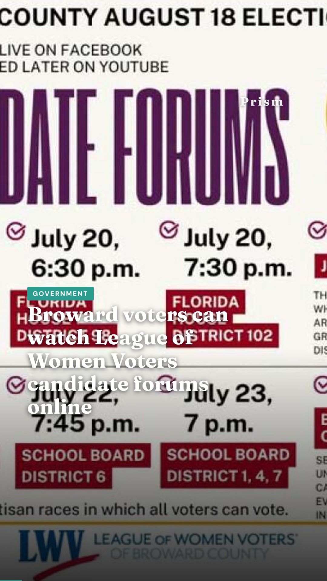 Broward voters can watch League of Women Voters candidate forums online