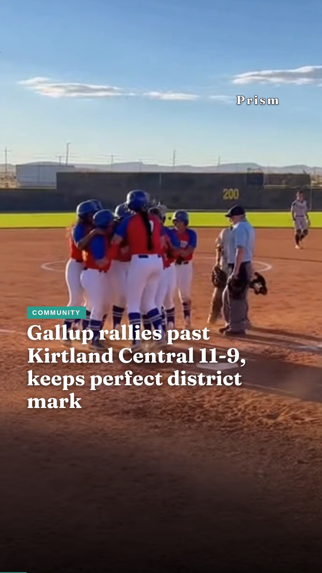 Gallup rallies past Kirtland Central 11-9, keeps perfect district mark