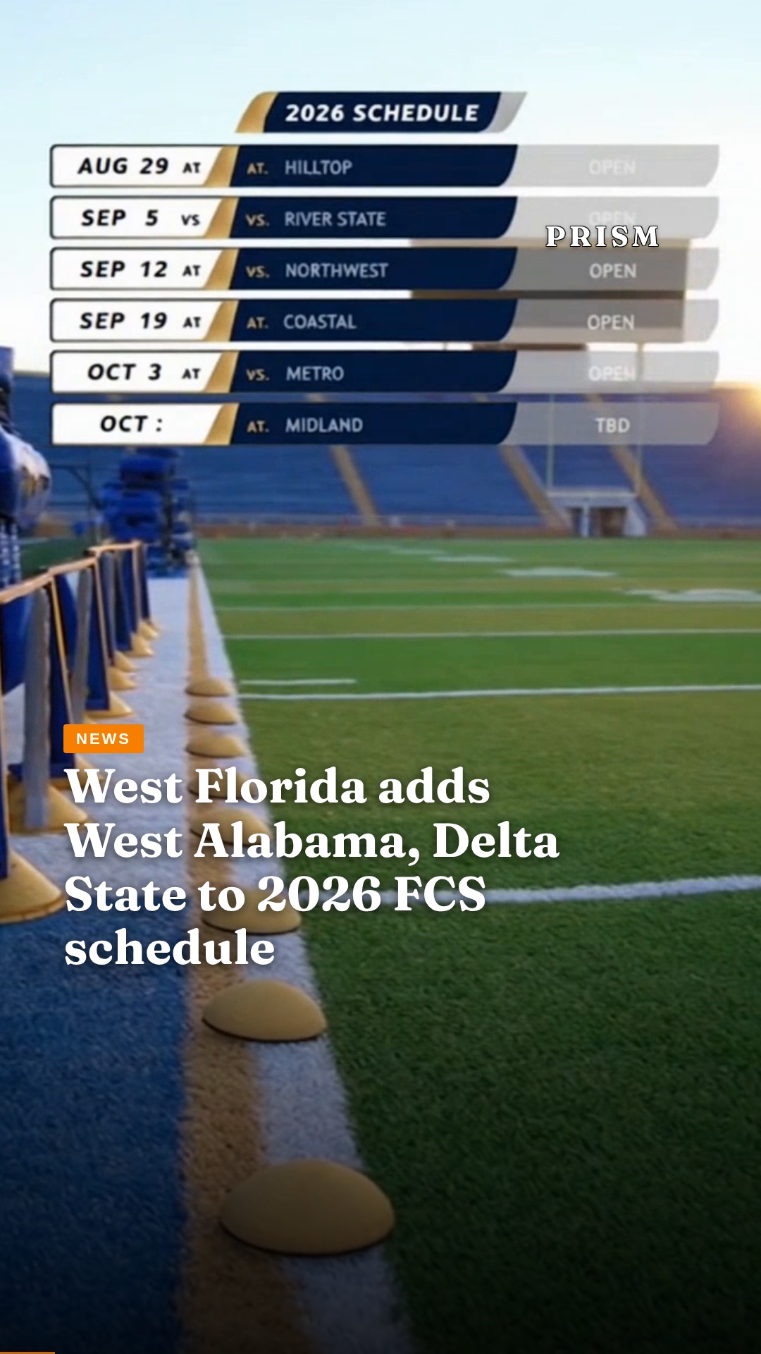 West Florida adds West Alabama, Delta State to 2026 FCS schedule