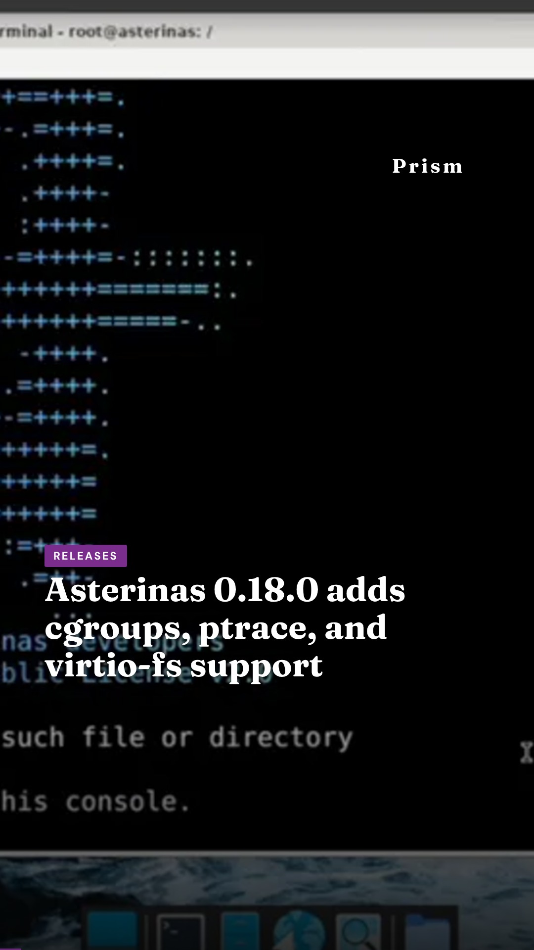 Asterinas 0.18.0 adds cgroups, ptrace, and virtio-fs support
