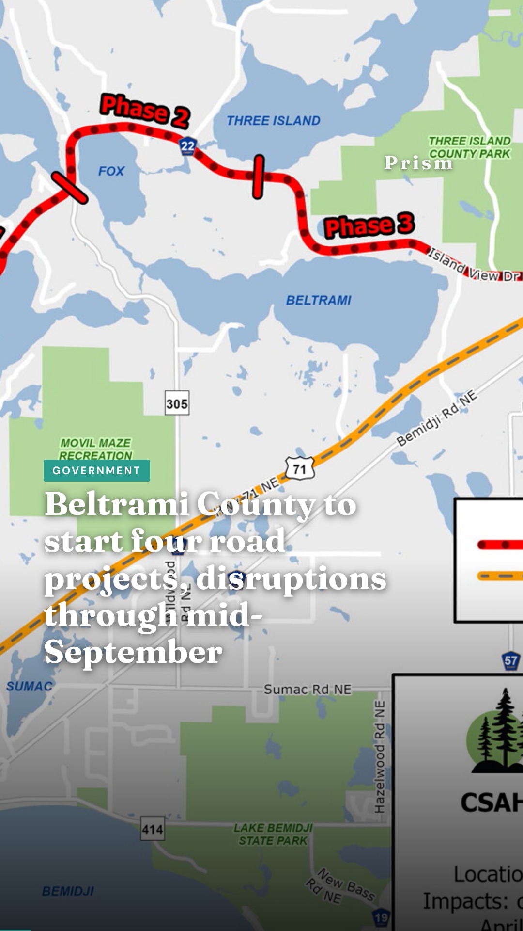 Beltrami County to start four road projects, disruptions through mid-September