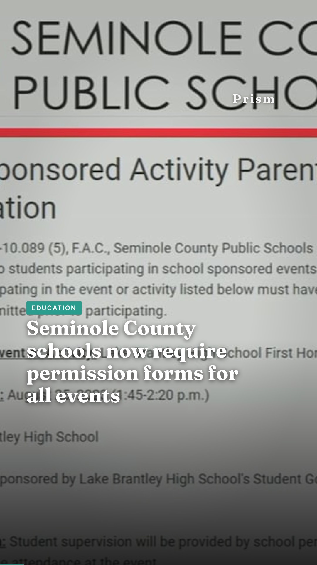 Seminole County schools now require permission forms for all events
