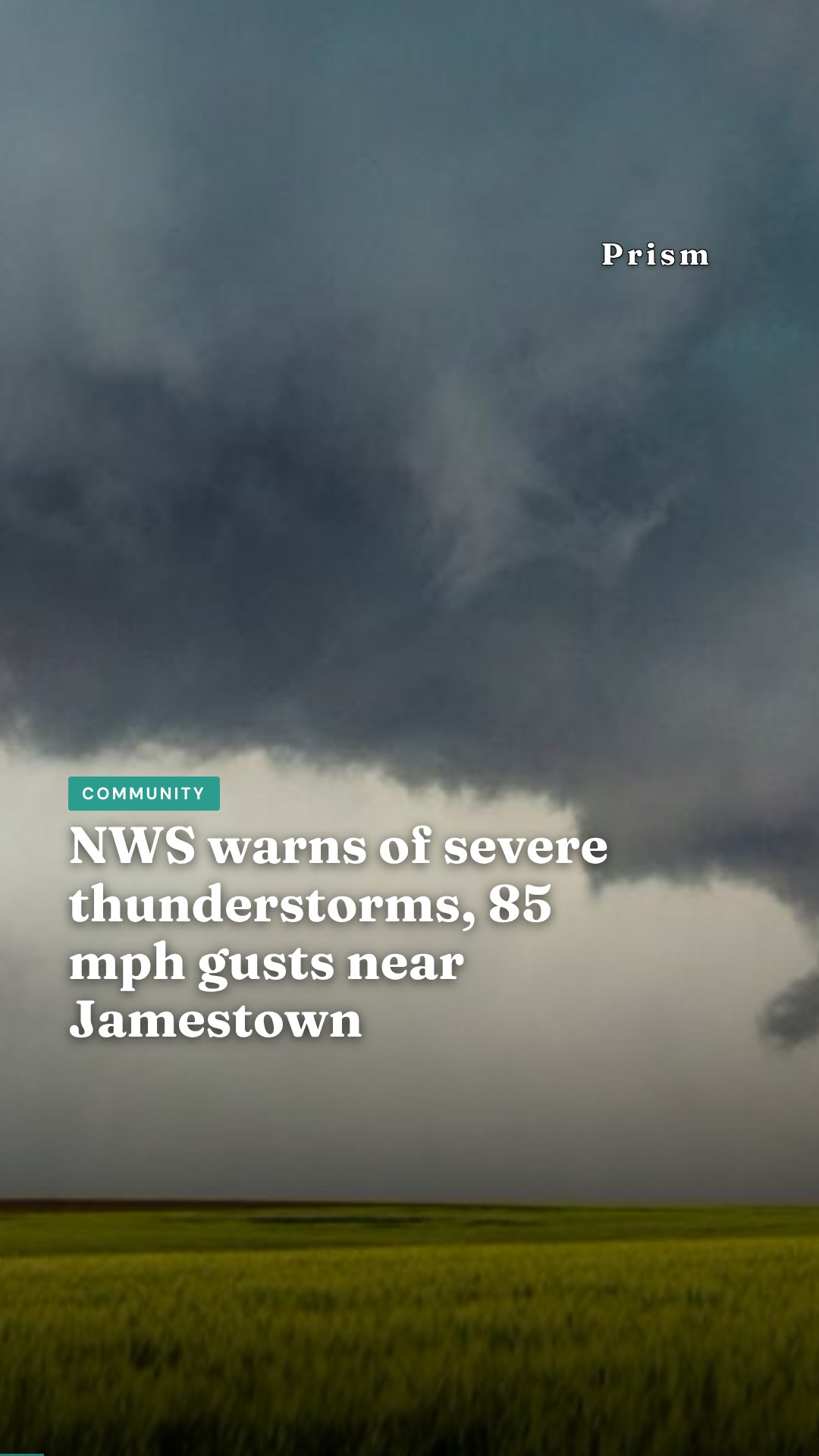 NWS warns of severe thunderstorms, 85 mph gusts near Jamestown
