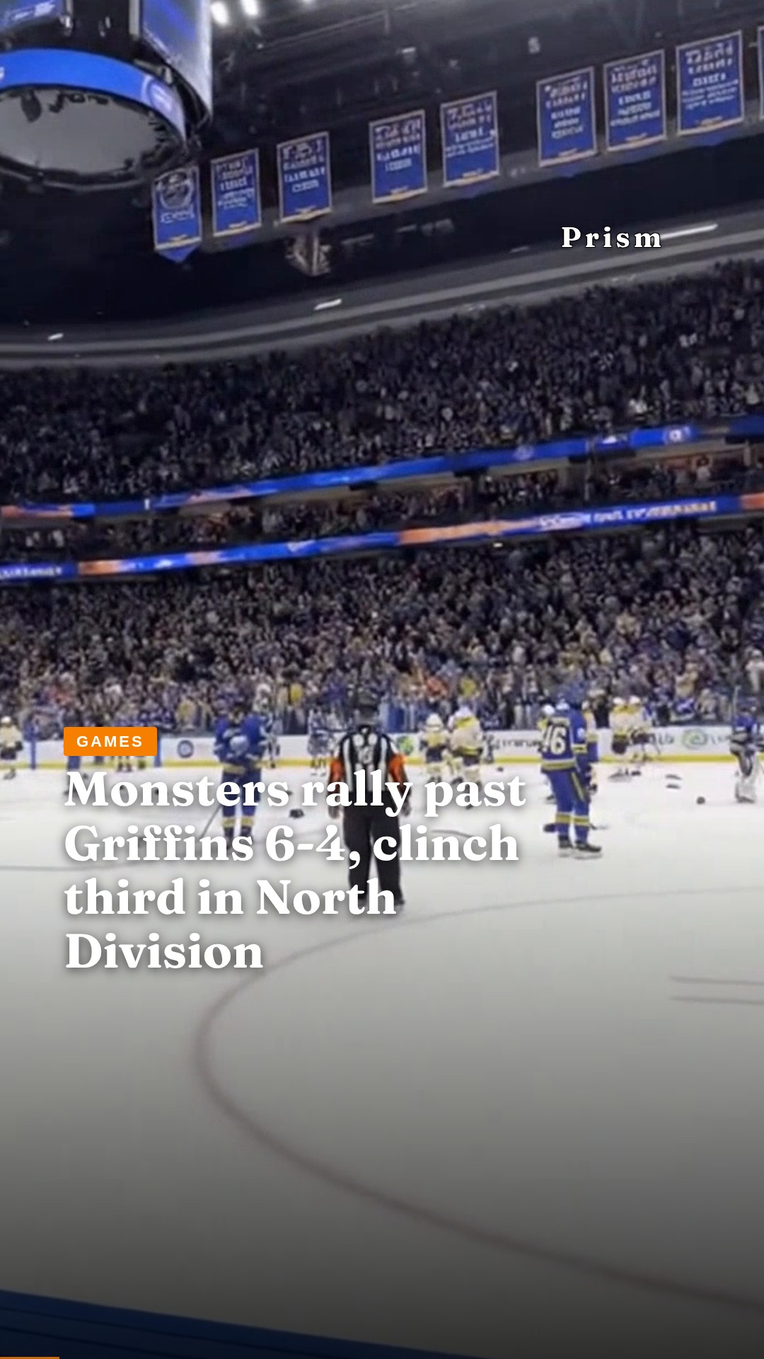 Monsters rally past Griffins 6-4, clinch third in North Division