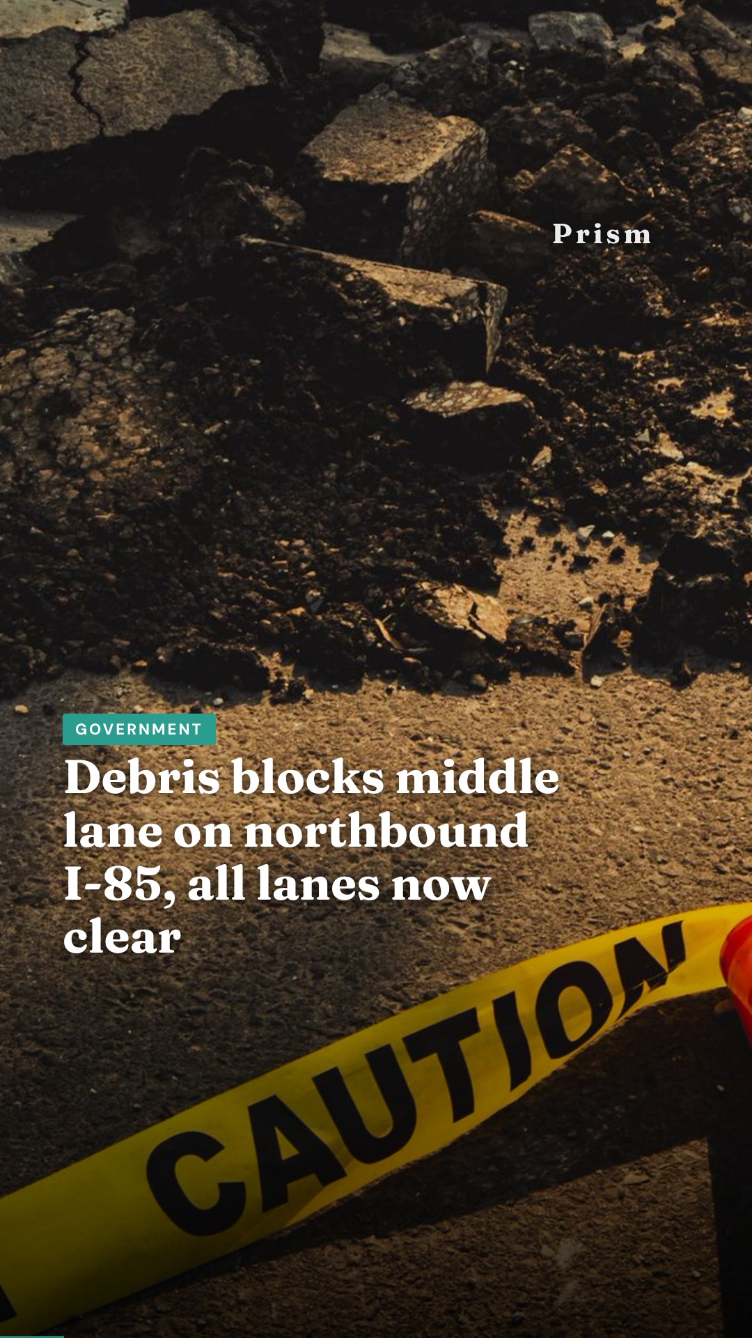 Debris blocks middle lane on northbound I-85, all lanes now clear