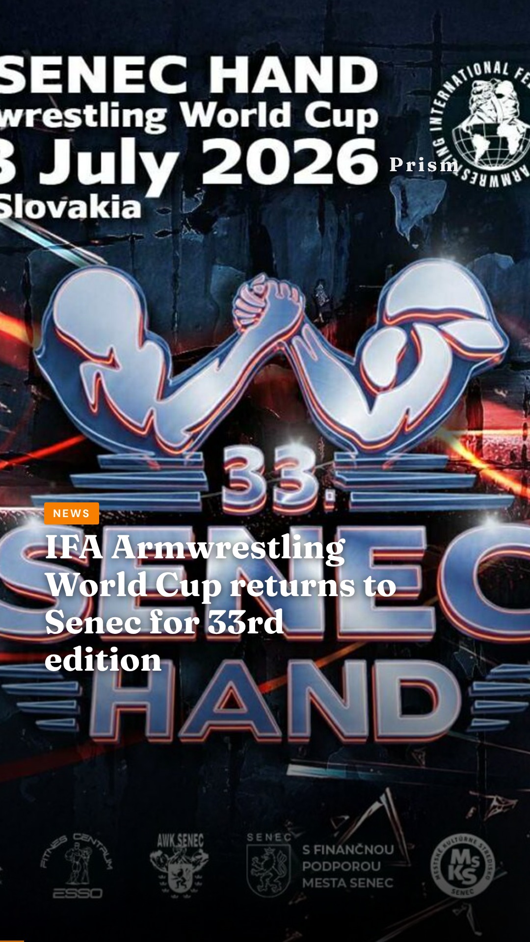 IFA Armwrestling World Cup returns to Senec for 33rd edition