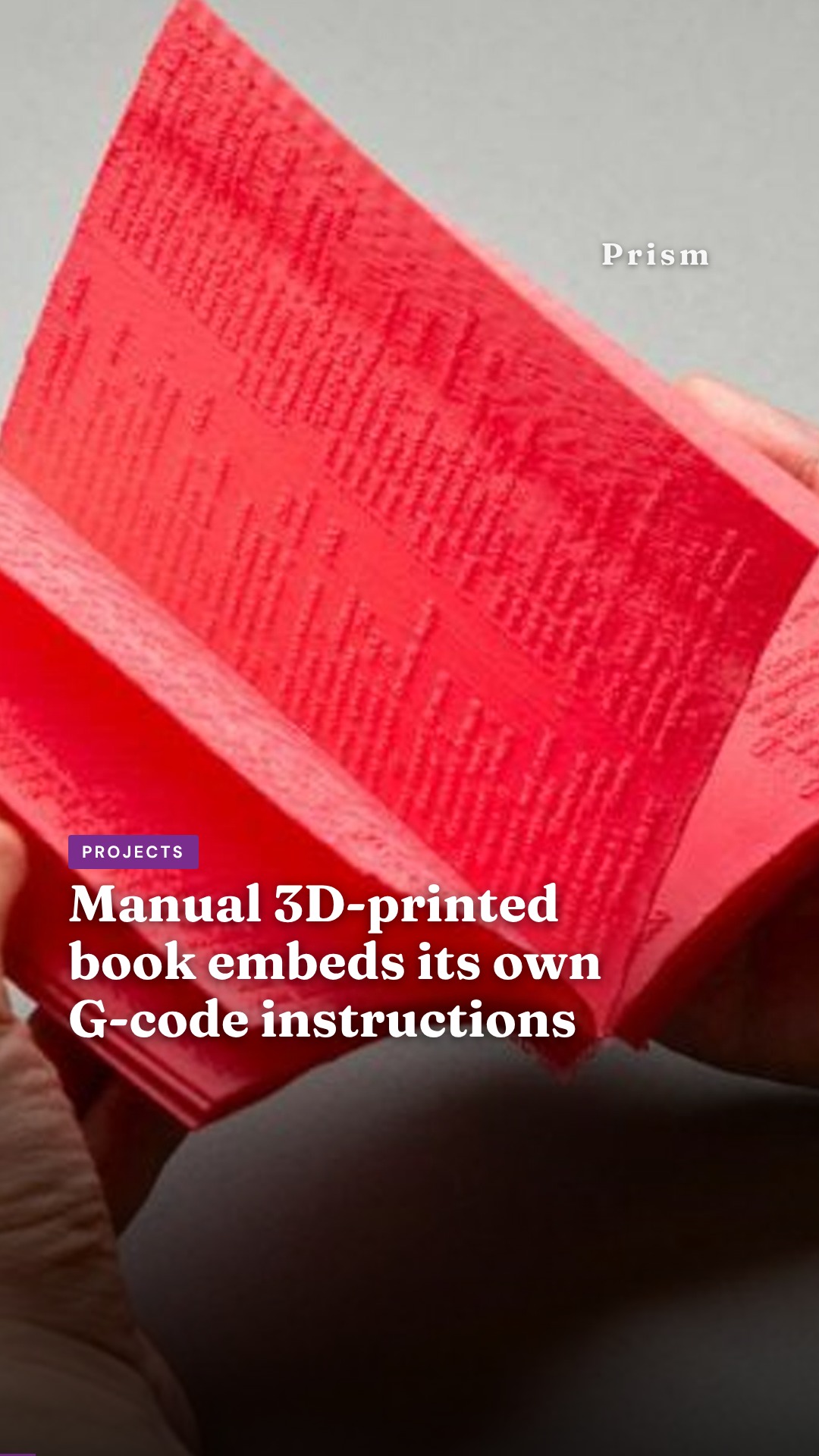 Manual 3D-printed book embeds its own G-code instructions