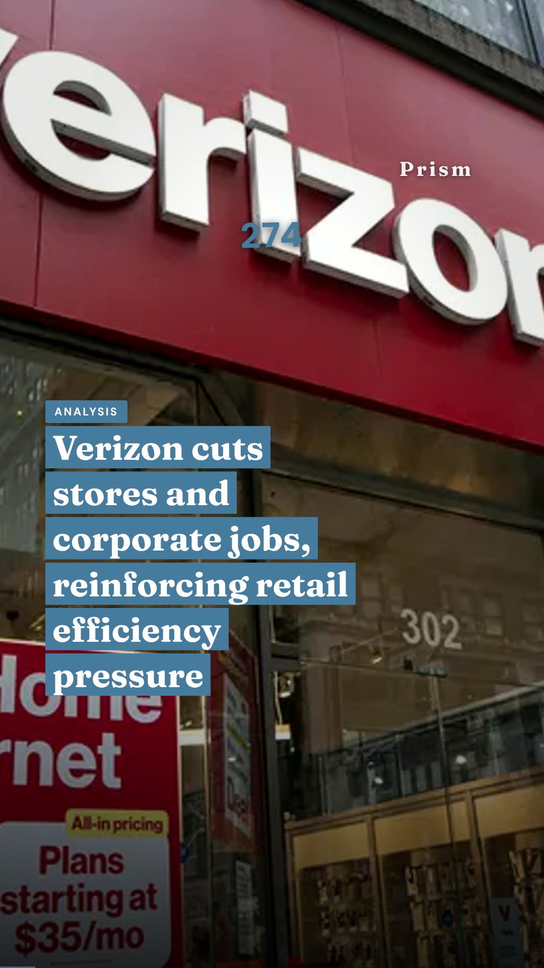 Verizon cuts stores and corporate jobs, reinforcing retail efficiency pressure