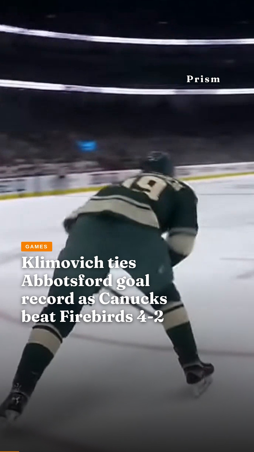 Klimovich ties Abbotsford goal record as Canucks beat Firebirds 4-2