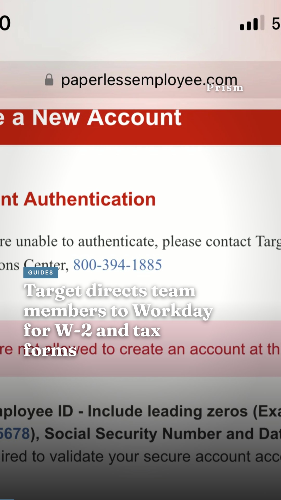 Target directs team members to Workday for W-2 and tax forms