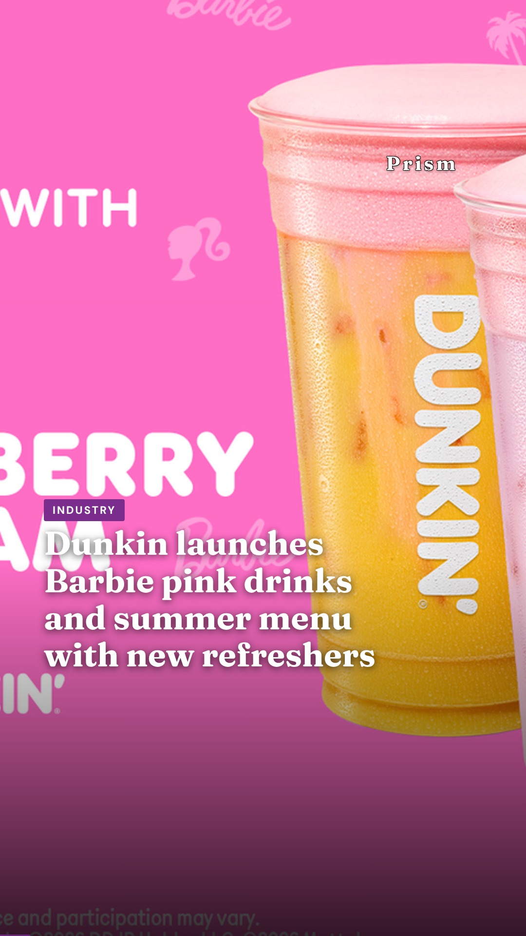 Dunkin launches Barbie pink drinks and summer menu with new refreshers