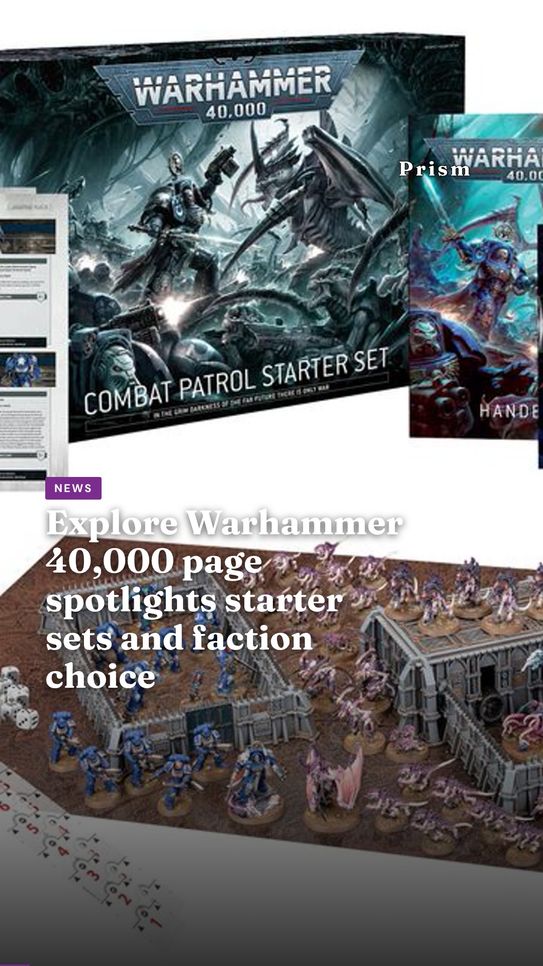 Explore Warhammer 40,000 page spotlights starter sets and faction choice