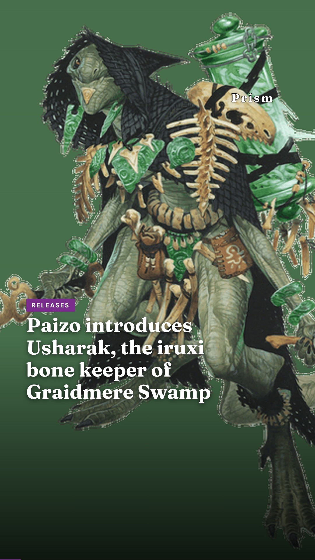 Paizo introduces Usharak, the iruxi bone keeper of Graidmere Swamp