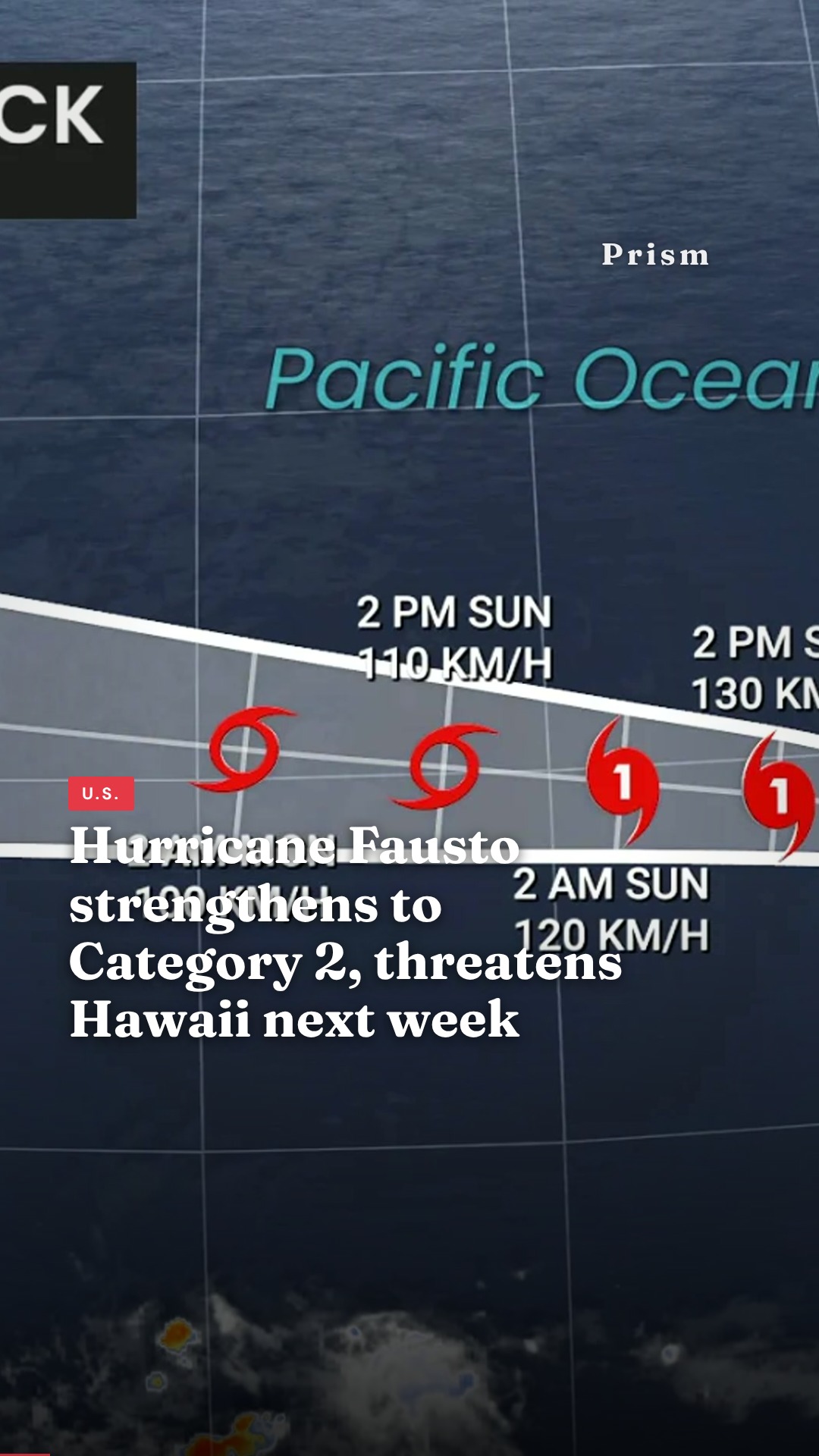 Hurricane Fausto strengthens to Category 2, threatens Hawaii next week