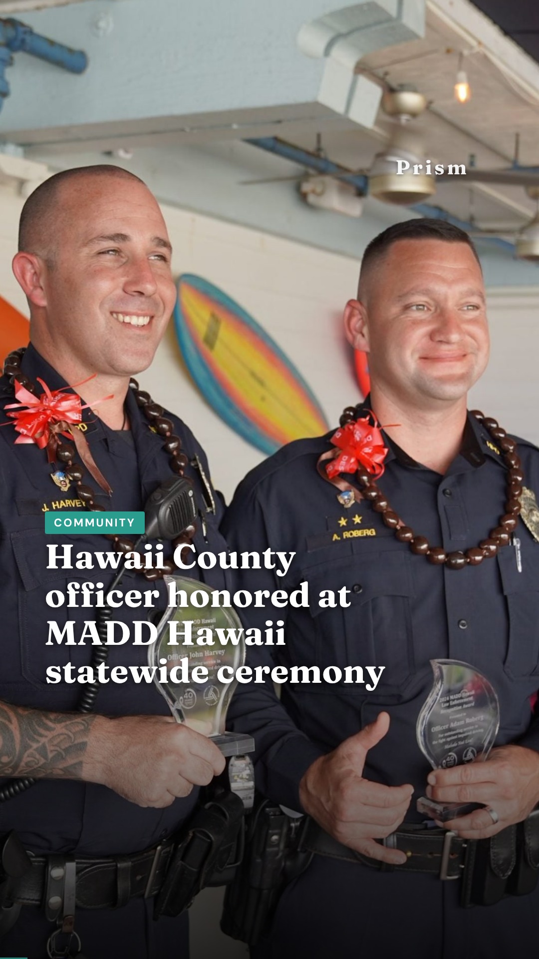Hawaii County officer honored at MADD Hawaii statewide ceremony