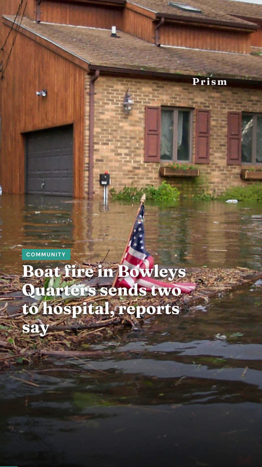 Boat fire in Bowleys Quarters sends two to hospital, reports say