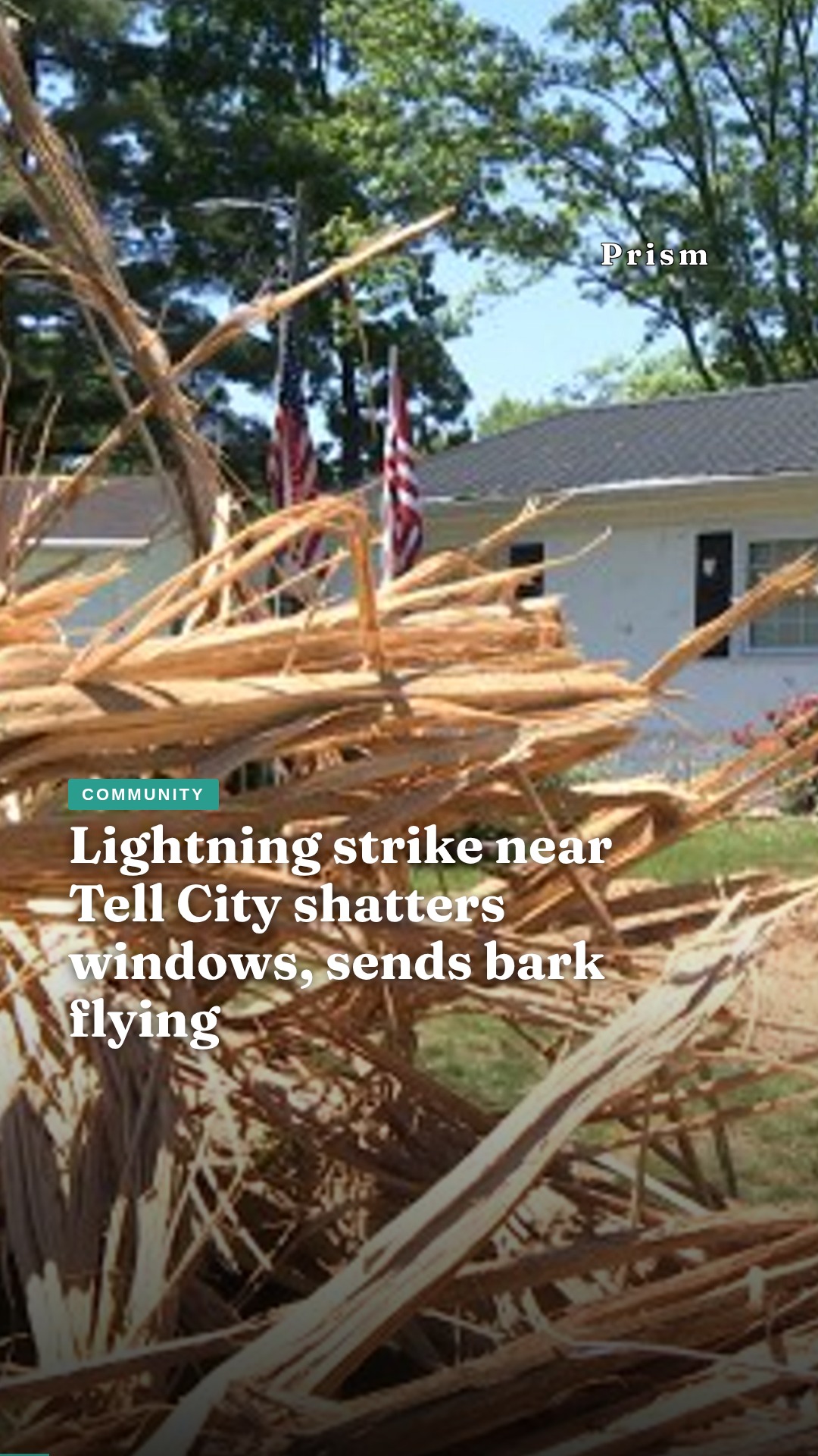 Lightning strike near Tell City shatters windows, sends bark flying