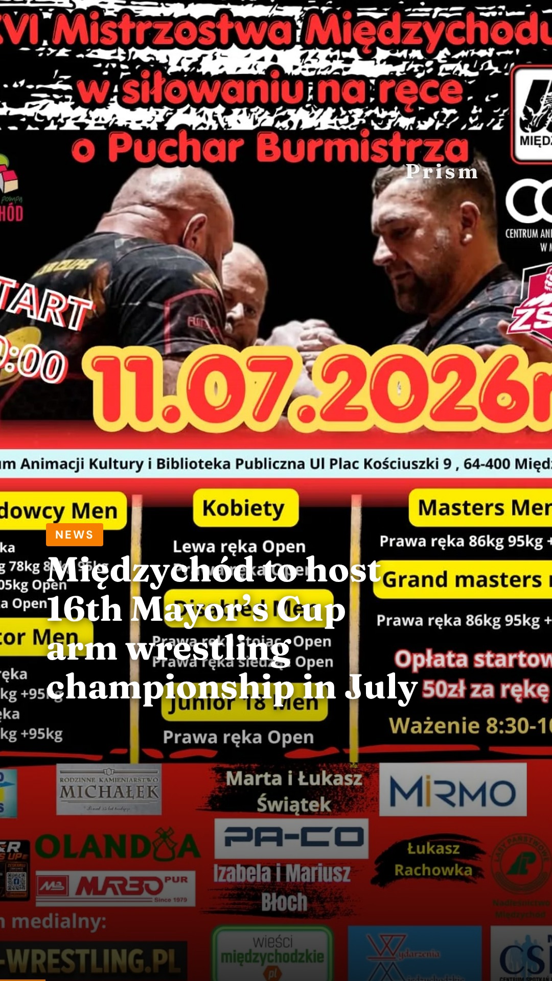 Międzychód to host 16th Mayor’s Cup arm wrestling championship in July