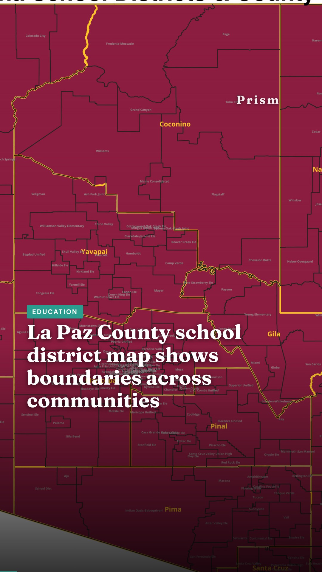 La Paz County school district map shows boundaries across communities