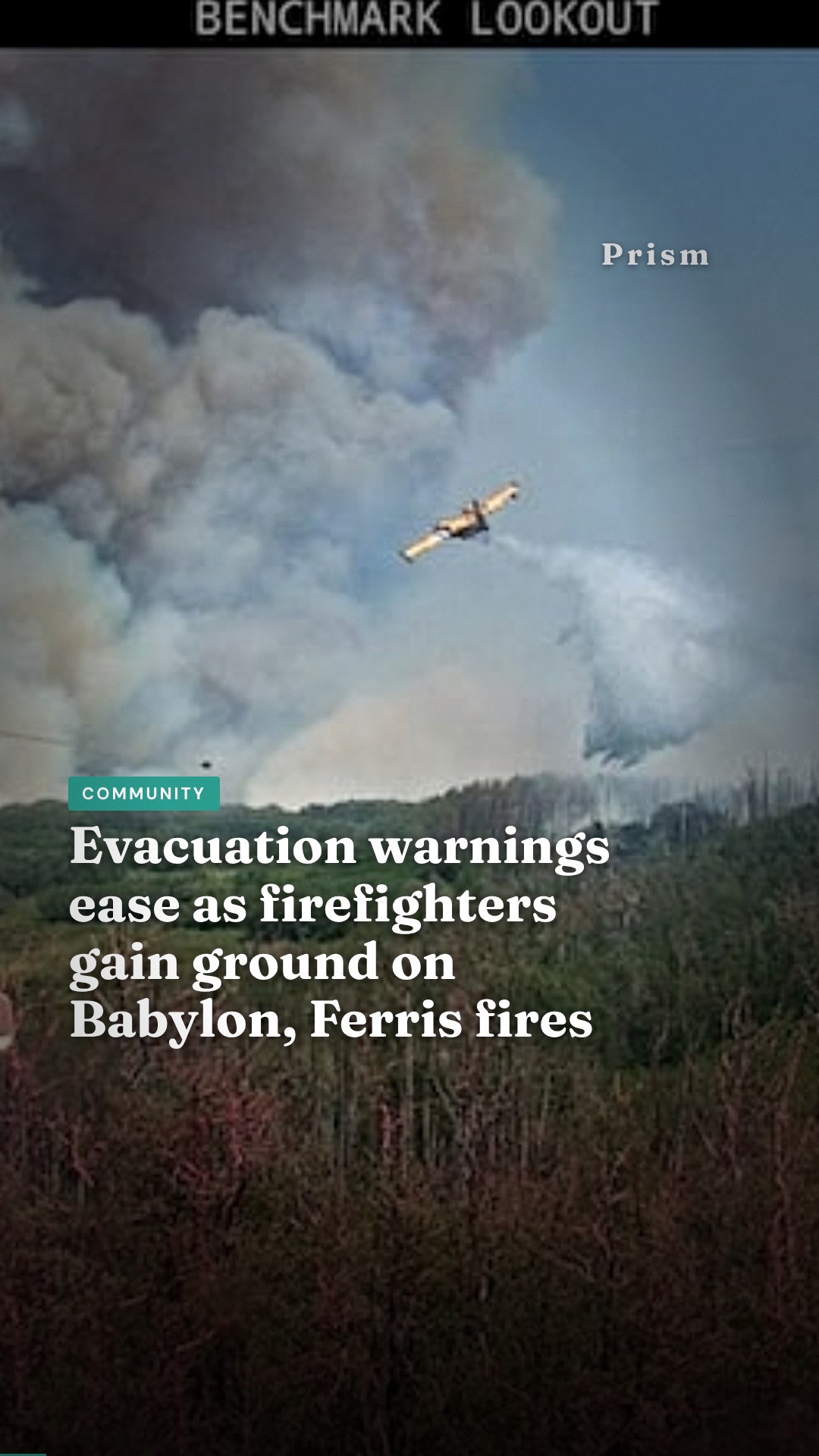 Evacuation warnings ease as firefighters gain ground on Babylon, Ferris fires
