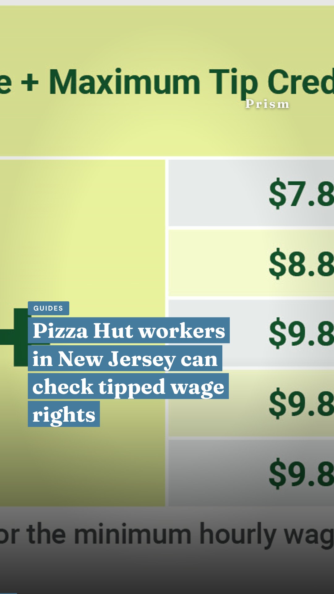 Pizza Hut workers in New Jersey can check tipped wage rights