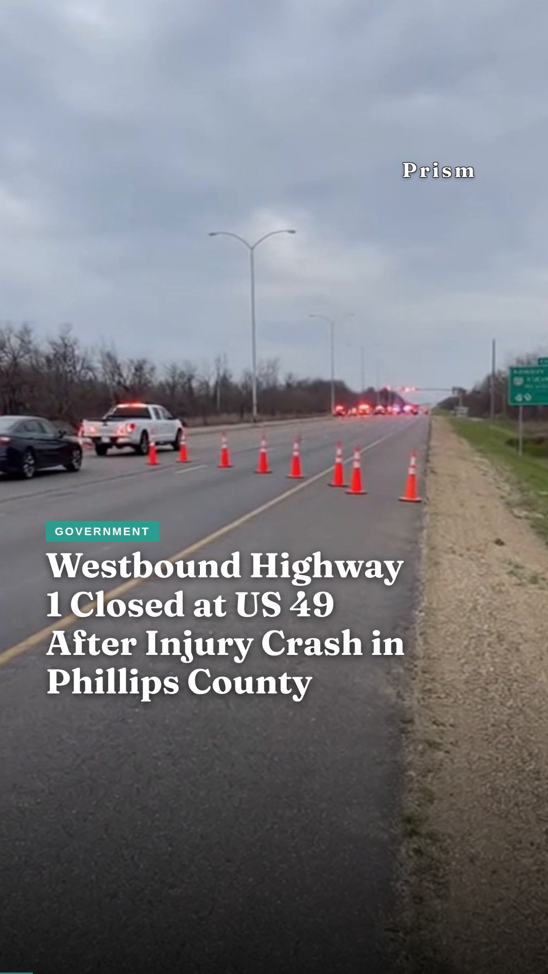 Westbound Highway 1 Closed at US 49 After Injury Crash in Phillips County