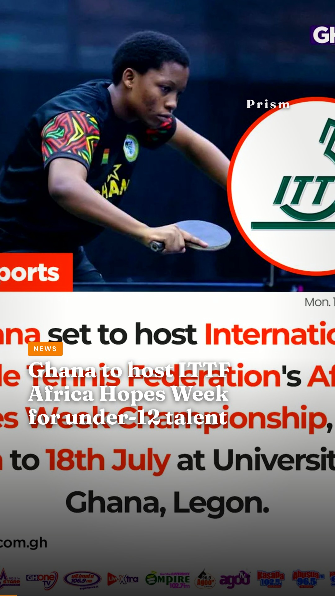 Ghana to host ITTF Africa Hopes Week for under-12 talent