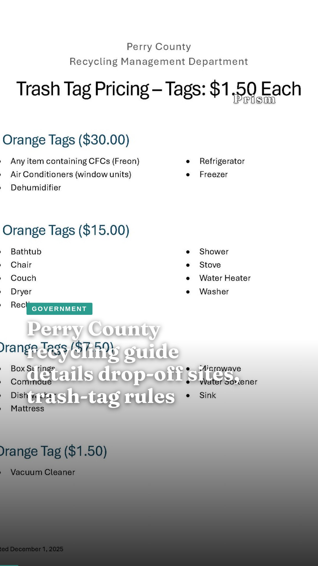 Perry County recycling guide details drop-off sites, trash-tag rules