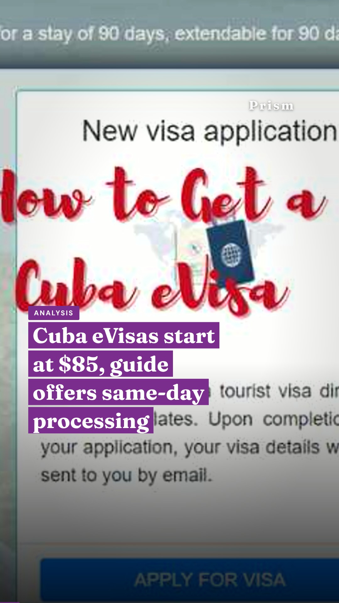 Cuba eVisas start at $85, guide offers same-day processing