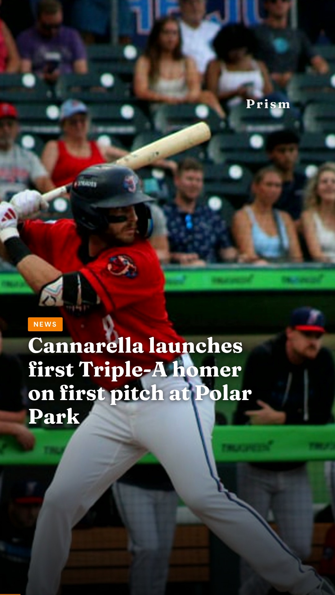 Cannarella launches first Triple-A homer on first pitch at Polar Park