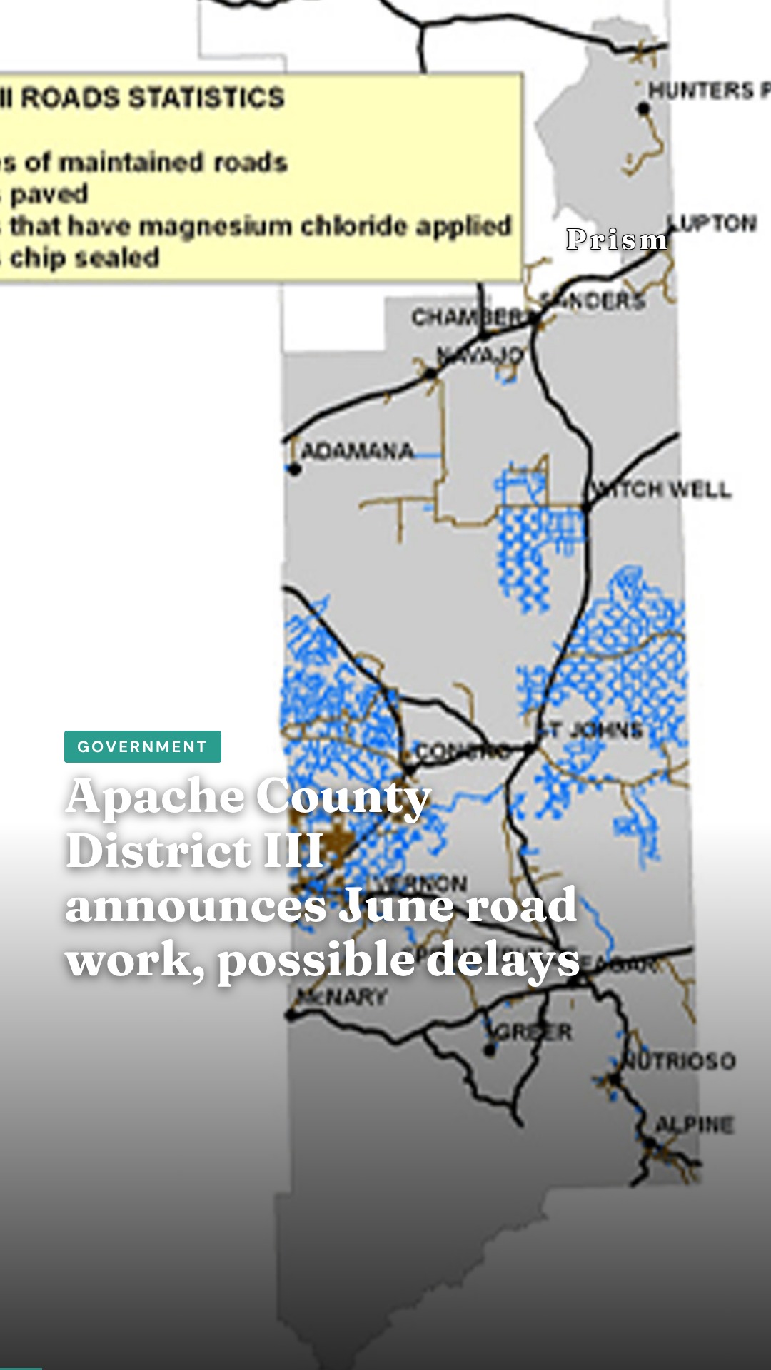 Apache County District III announces June road work, possible delays