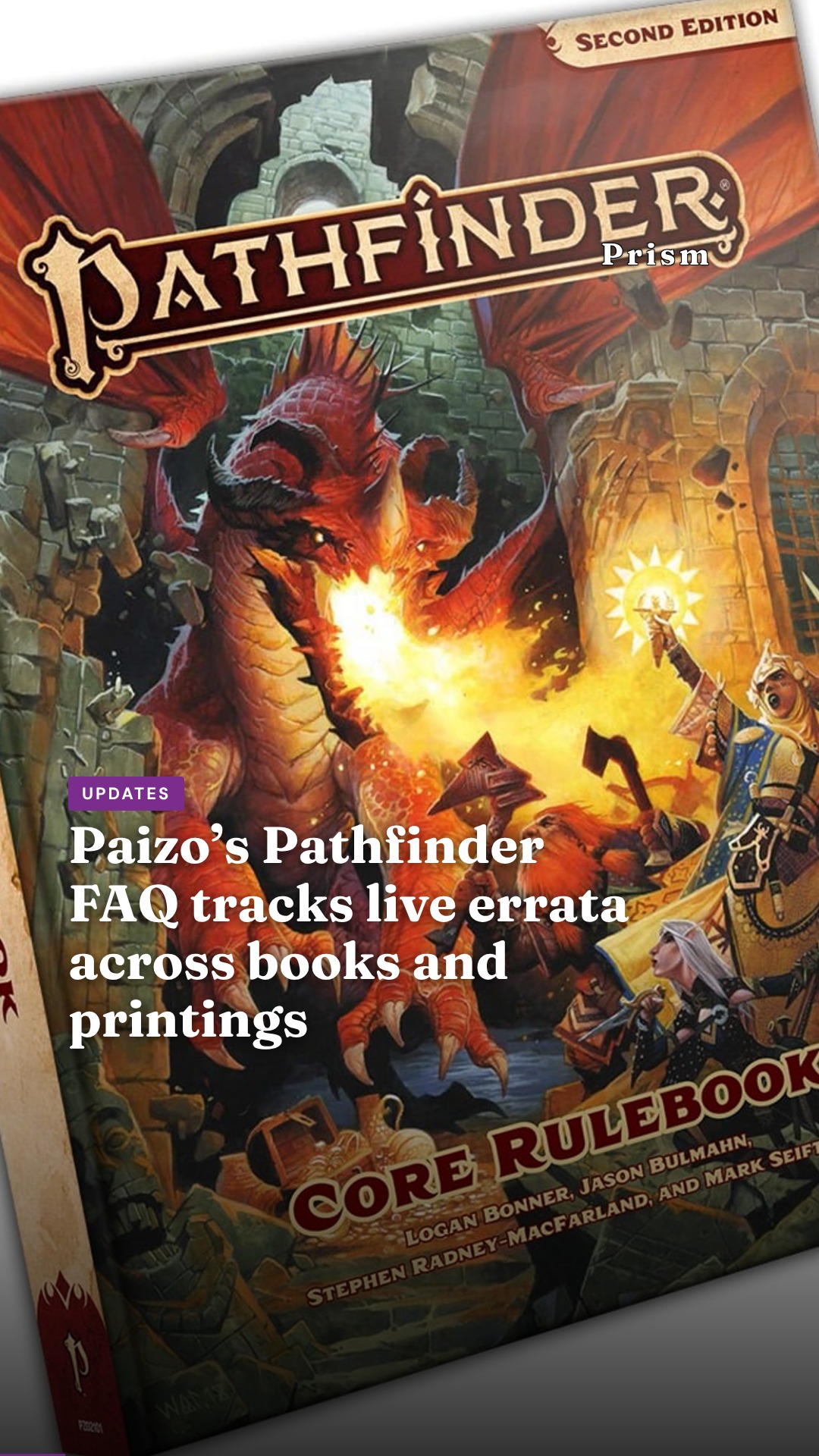 Paizo’s Pathfinder FAQ tracks live errata across books and printings