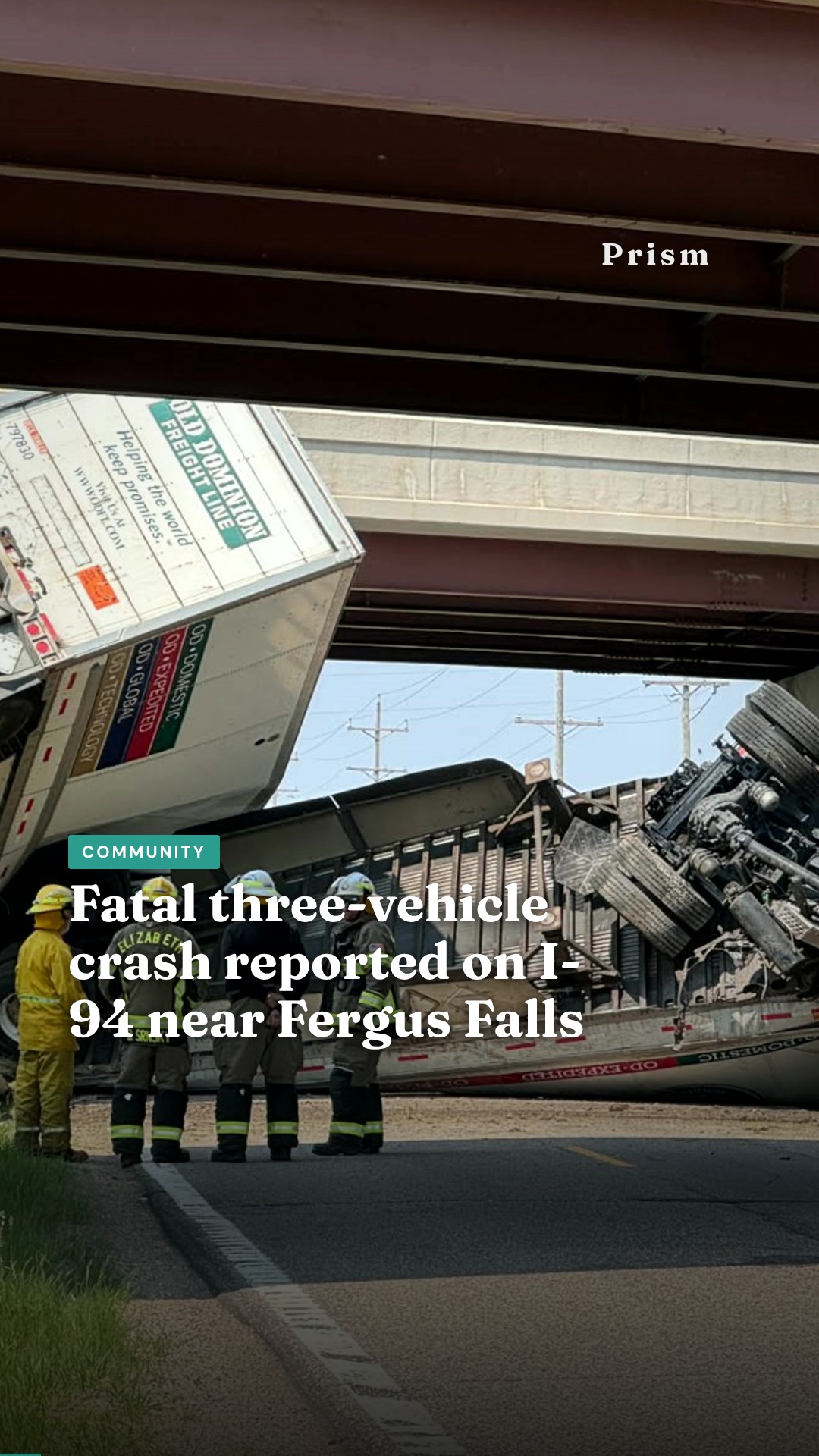 Fatal three-vehicle crash reported on I-94 near Fergus Falls