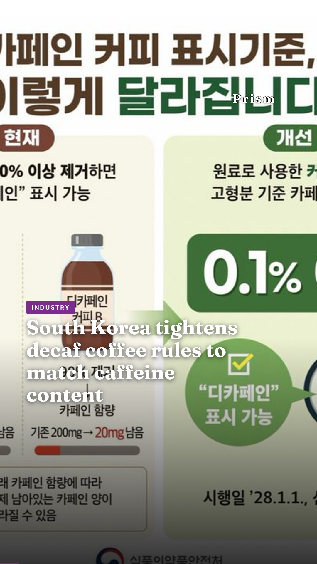 South Korea tightens decaf coffee rules to match caffeine content
