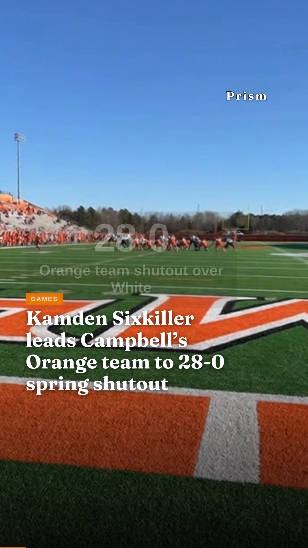 Kamden Sixkiller leads Campbell’s Orange team to 28-0 spring shutout