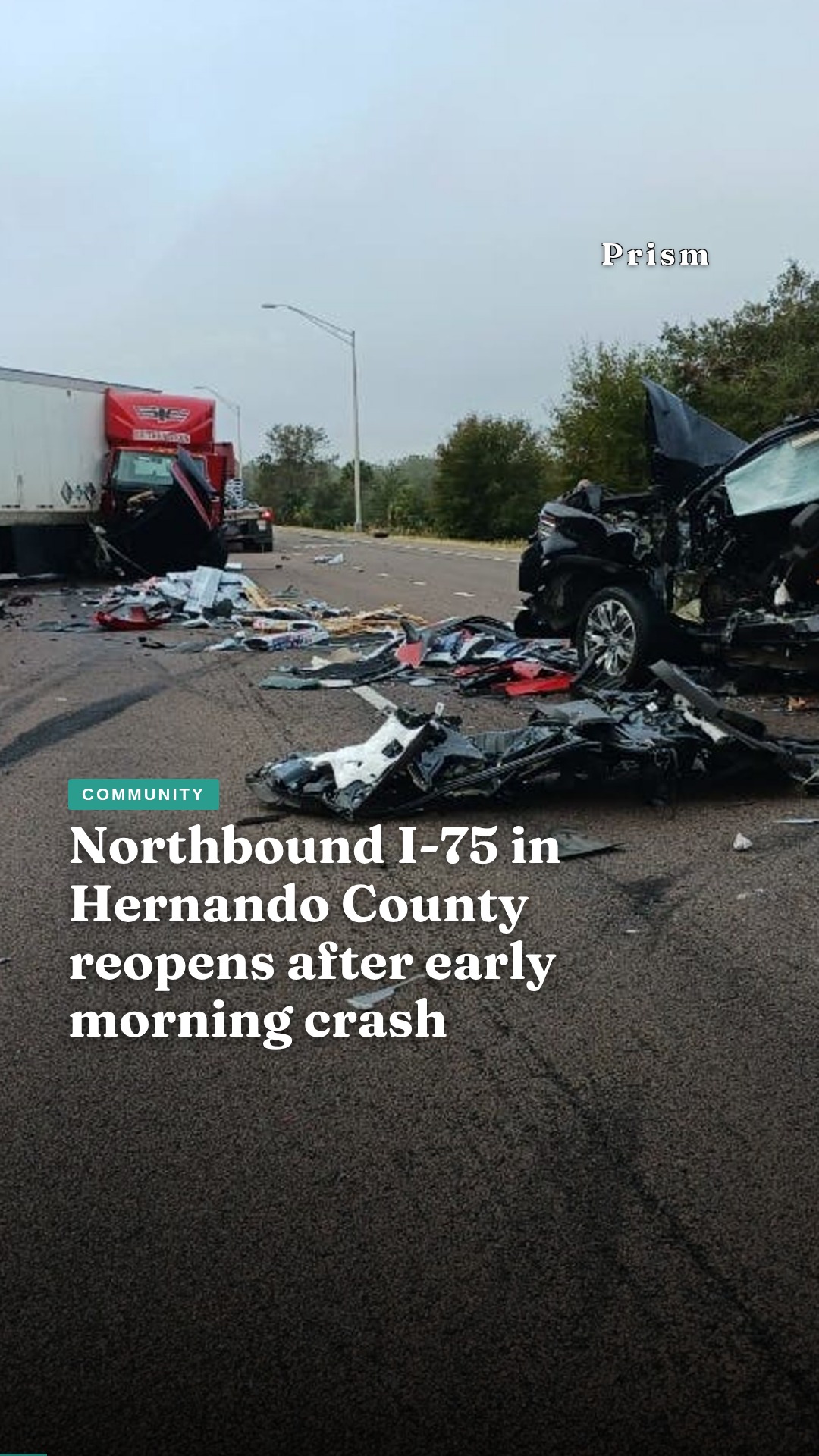Northbound I-75 in Hernando County reopens after early morning crash