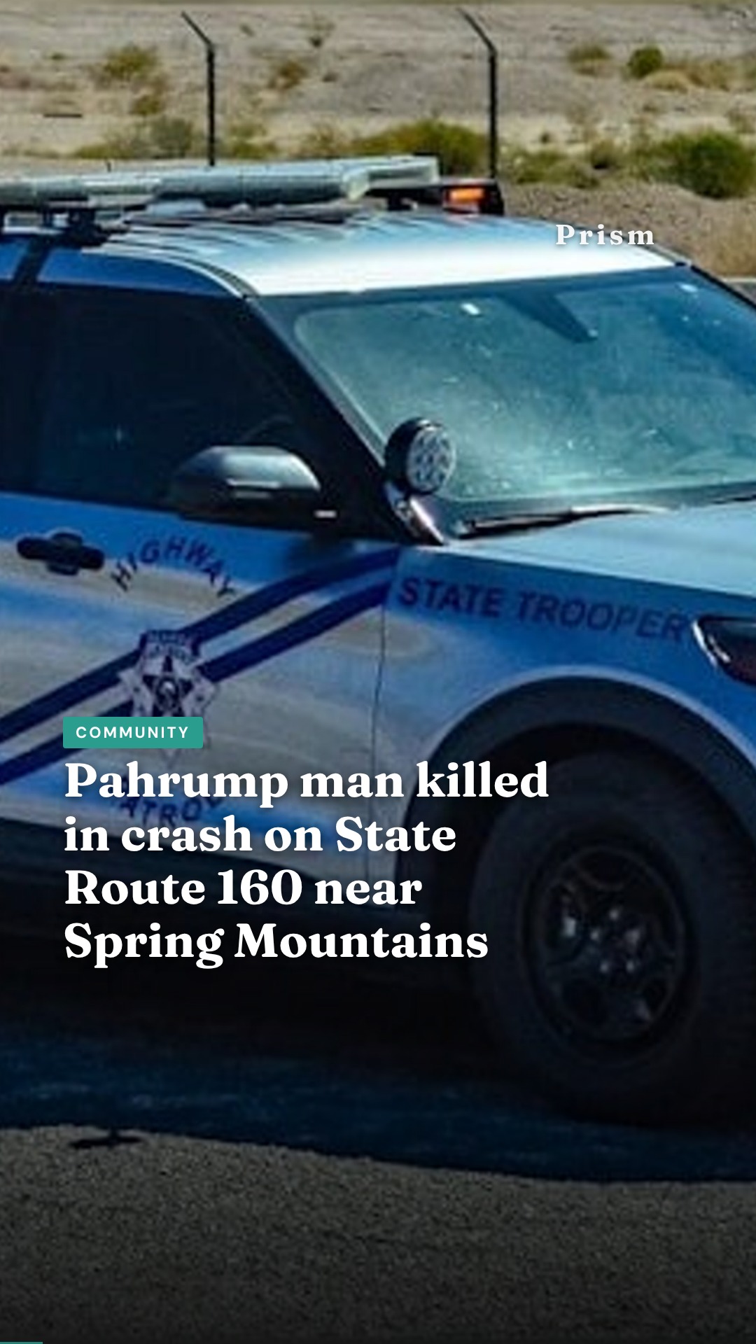 Pahrump man killed in crash on State Route 160 near Spring Mountains