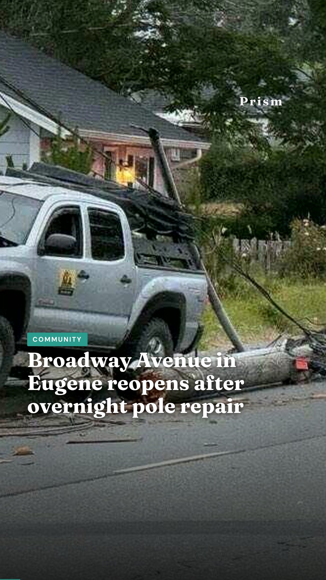 Broadway Avenue in Eugene reopens after overnight pole repair