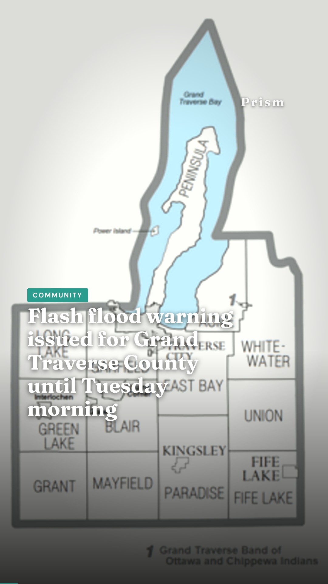 Flash flood warning issued for Grand Traverse County until Tuesday morning