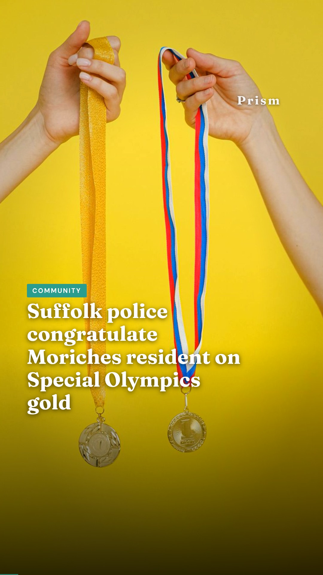 Suffolk police congratulate Moriches resident on Special Olympics gold