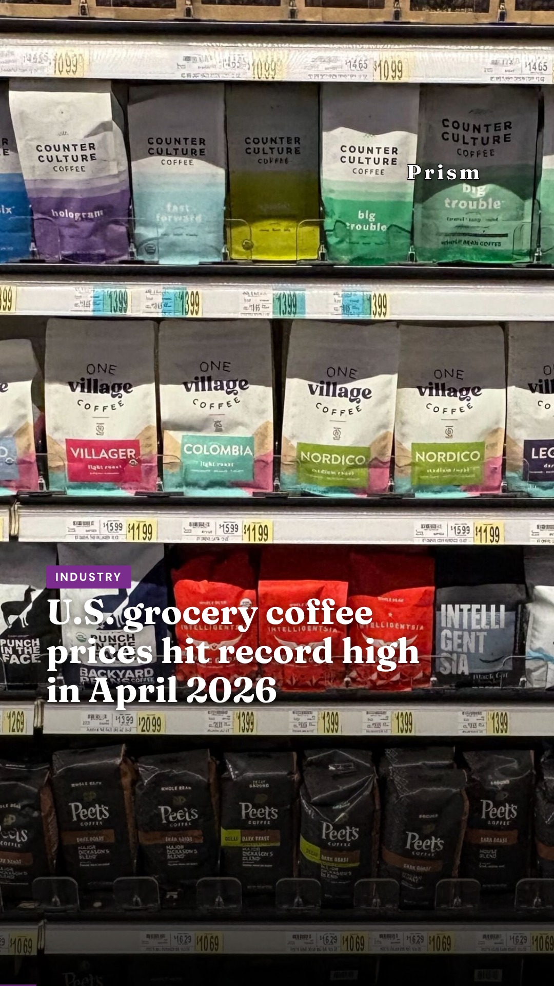 U.S. grocery coffee prices hit record high in April 2026