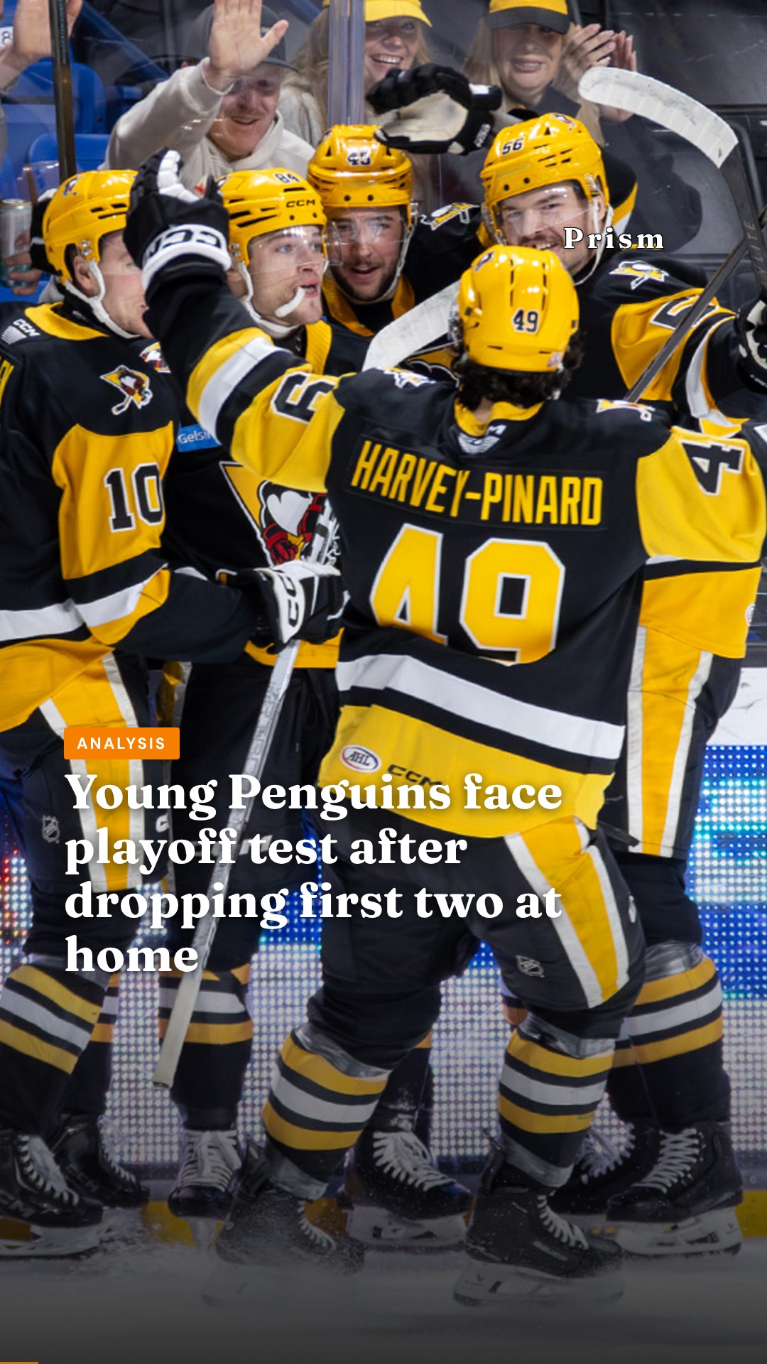 Young Penguins face playoff test after dropping first two at home